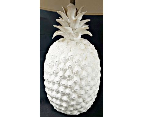 A decorative Italian ceramic table lamp in the form of a&nbsp; pineapple,&nbsp; 30cm high (excluding mount and shade) togethe