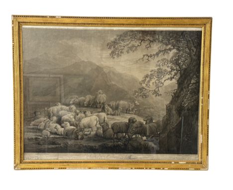 I. Grozer after V. H. Wilmot - Mezzotint of sheep in a dramatic landscape 'Inscribed to Mr. Sawrey Gilpin', published 1794, 4