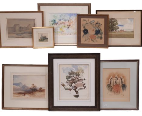 A group of eight 19th-20th century watercolours, to include: Judy Whitton 'The Yellow Shirt, Pin Hill'; A.H. Hobson - Country