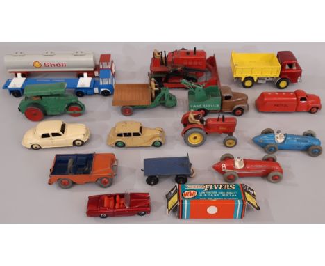 A collection of vintage unboxed vehicles by Dinky together with a boxed Impy Rolls Royce Silver Cloud III by Lone Star and an