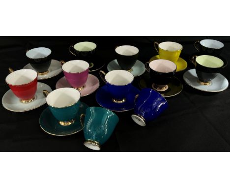 A collection of Royal Albert Gaiety teacups and saucers in various colourways (13) 