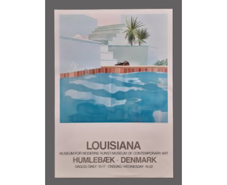 David Hockney 'Lousiana' exhibition poster at the Museum of Contemporary Art, Denmark, with print of 'Pool and Steps' offset 