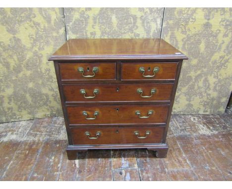 A Small Georgian mahogany chest of three long and two short drawers on bracket supports, 72cm high x 67cm x 41cm