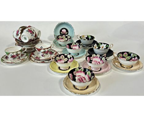A collection of Paragon cabinet cups and saucers with floral detail, further Aynsley examples, etc (14)