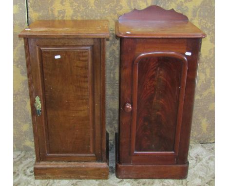 A Victorian mahogany bedside cupboard enclosed by a moulded arched panelled door, 87cm  (full height) 41cm x 34cm, together w