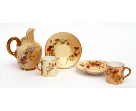 Collection of late 19th/early 20th century Royal Worcester blush wares some retailed by Osler of Oxford Street, comprising a 