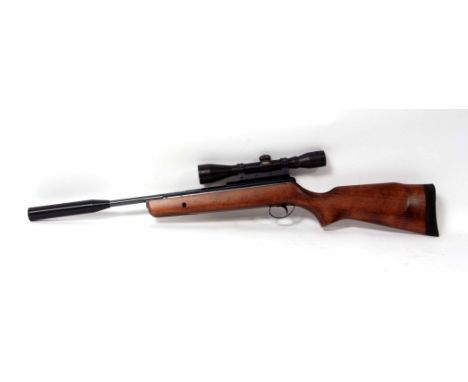 Modern BSA .22 calibre air rifle, "Lightning", fitted with a BSA 4x40 scope and moderator, and a stitched canvas slip-case, t