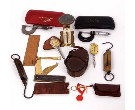Mixed Lot: WWI period stitched leather compass case, marked with a Government broad arrow, LF&amp;Co 1916, together with an a