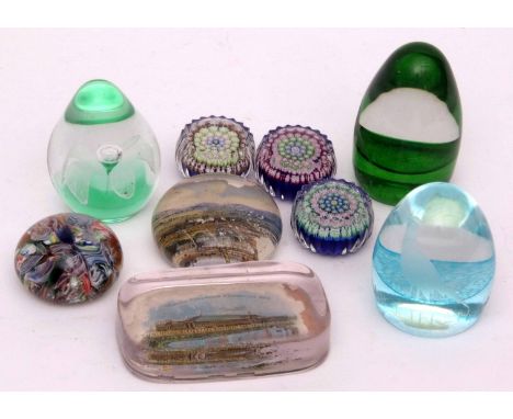 Group of Caithness and other factory paperweights including a possible Baccarat example (9)  