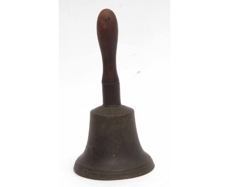 Vintage bronze hand bell, 30cms high 