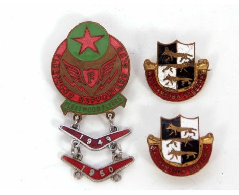 Mixed Lot: two Walthamstow Speedway enamel badges together with a Fleetwood Supporters Club badge, various dates and makers (
