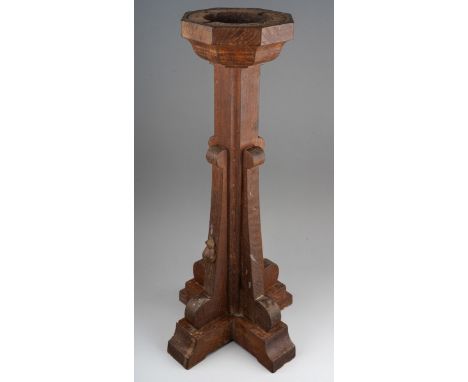 Floor standing Mouseman ash tray 62cm high base at widest point is 28cm 