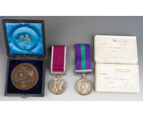A Palestine and LSGC pair to Warrant Officer Class 1 Sherman REGeneral Service Medal 1918-62, one bar Palestine. Correctly im