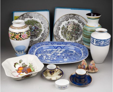 Two boxes of Miscellaneous Items including vases, plates i.e. Royal Crown Derby, Studio pottery, boxed Collectors plates, mea
