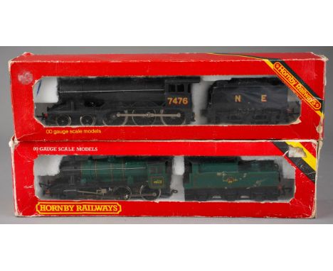 Hornby x 2 consisting of R.852 BR 2-6-0 Ivatt Loco and A Hornby OO gauge locomotive and tender, in black livery, NE, 7476