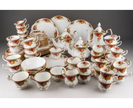 A large quantity of Royal Albert Old Country Roses tea and dinner wares, all first quality, including two teapots and covers,