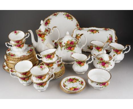 A box of Royal Albert Old Country Roses tea wares, all seconds quality, including a teapot and cover, a coffee pot and cover,
