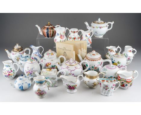 A collection of Modern Royal Worcester 18th Century reproduction jugs from Dr Wall period, styles include: Sparrow Beak, Chel
