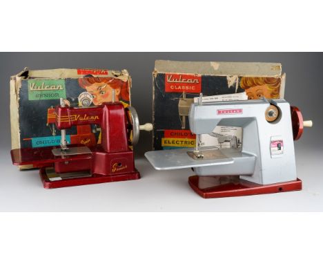 Two boxed Vulcan Child's sewing machines, comprising a Classic "Electric" battery operated model with instructions and a "Sen