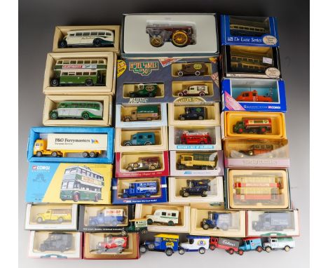 A box of mostly boxed Corgi Lledo and other diecast vehicles, including 80103 limited edition Fowler B6 Super Lion Showmans E