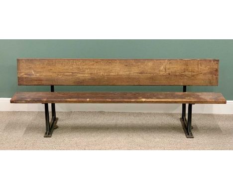 VINTAGE WOOD AND CAST IRON RAILWAY PLATFORM BENCH, 76 (h) x 215 (w) x 52cms (d)Provenance: deceased estate Gwynedd