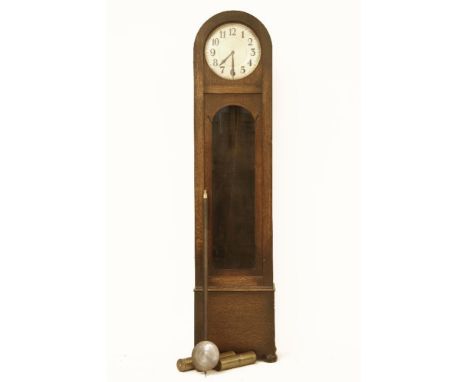 An oak longcase clock, with a three train movement, 186cm high