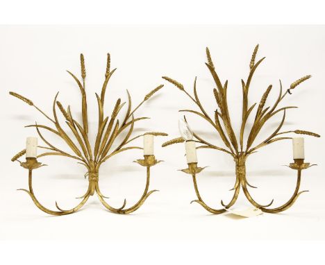 A quantity of gilt metal and plaster light fittings