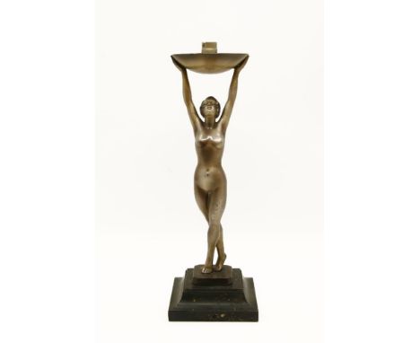 An Art Deco spelter table lamp