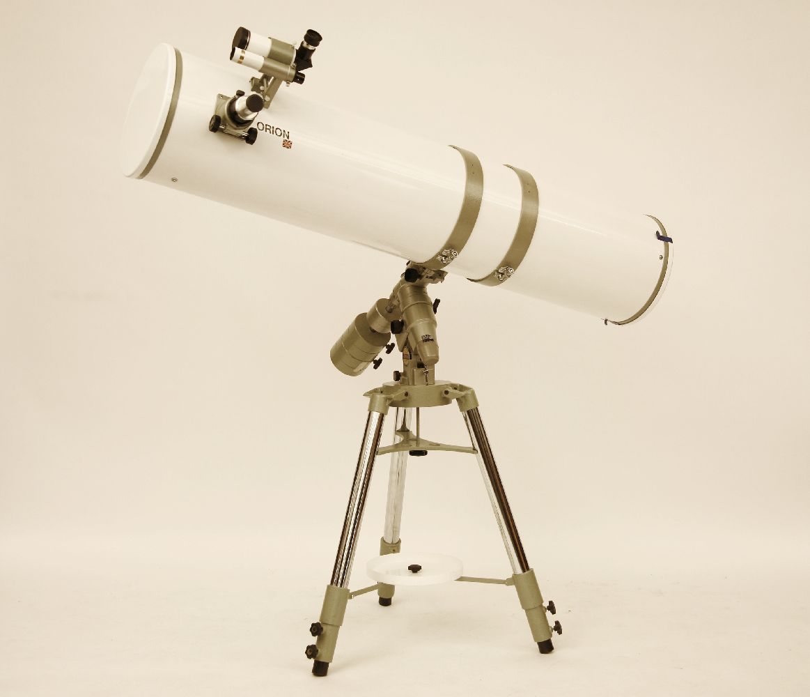 An Orion 300mm reflecting telescope, complete with a tripod base, and a