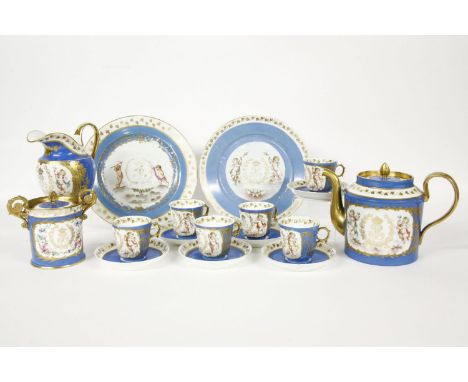 A 'Sevres' porcelain tea service, with Louis Phillipe Cypher and decorated with cherubs