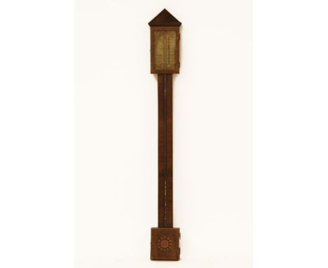 A George III inlaid mahogany stick barometer, 99cm high