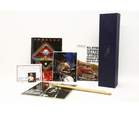 Two signed Rolling Stones items, Bill Wyman and Charlie Watts, a Rolling Stones LP 'Out of our Heads', drumsticks owned by St