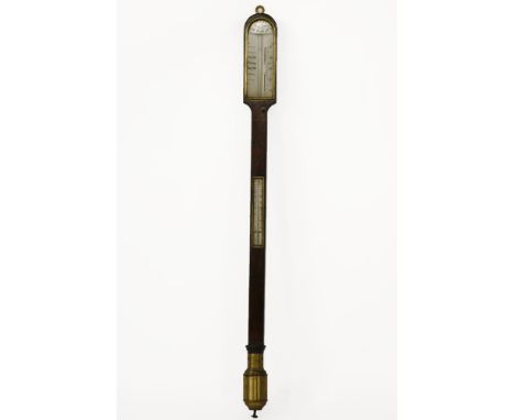 A 19th century mahogany stick barometer, the dial marked Spencer, 90cm long
