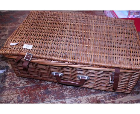 A vintage wicker picnic basket, shipping unavailable 