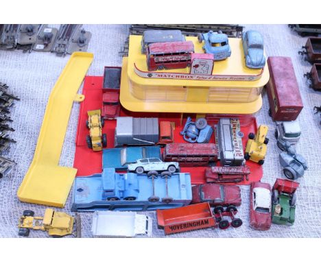 A vintage Matchbox garage and selection of die-cast models 