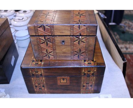 Two vintage wooden boxes with inlay 