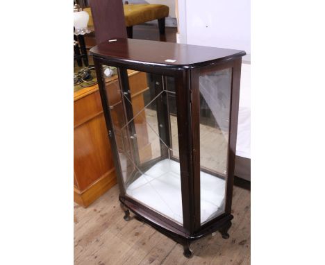 A vintage glass display cabinet with two glass shelves, shipping unavailable 