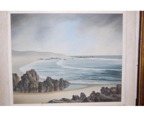 Mid-20th century school - Coastal scene, oil on canvas, indistinctly signed lower right; and Study of a Soldier from the 14th
