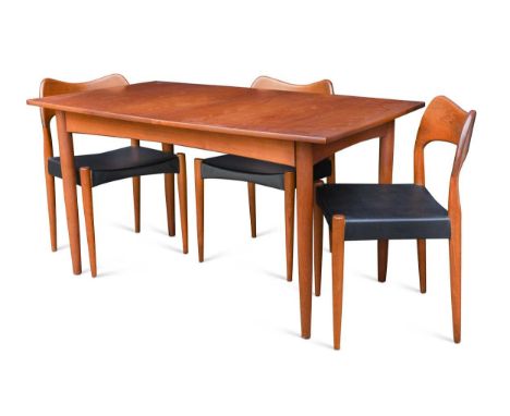 the chairs with black vinyl seatsthe table 73 x 137-183 x 80.5cmCondition report: Generally sound and clean condition, some l