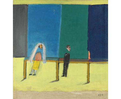 § § Anna Mayerson (German 1906-1984) The Wedding; the reverse painted with a Bride and Groomsigned with initials and dated 71
