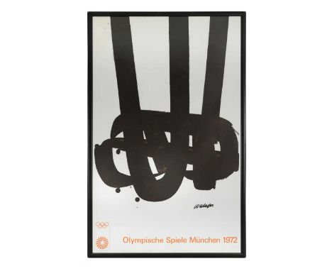 After Pierre Soulages (French, born 1919), 1972 Munich Olympic Games Poster, lithograph in colours101 x 63cmCondition report: