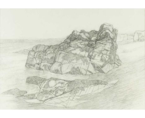 § § Elisabeth Vellacott (British 1905-2002) Rock formation pencil drawing 34 x 49cmProvenance: Acquired directly form the art