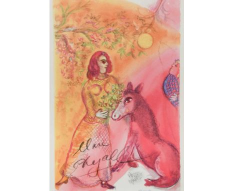§ Marc Chagall (French/Russian 1887-1985) Woman with a Donkeysigned postcard15 x 11cm