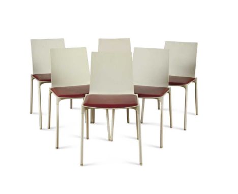 with pvc shells and vinyl seat pads raised on lacquered tubular steel legs (6)81cm high
