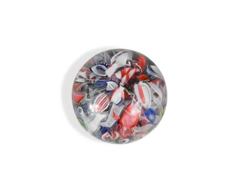 containing various millefiori and latticino canes4.5cm diameterCondition report: With only very light surface marks.