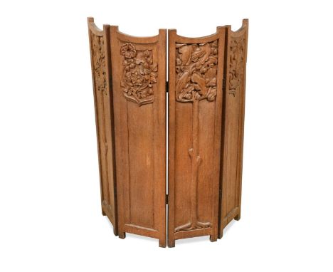 carved with thistles, oaks and roses 83cm high, each panel 19.5cm wideCondition report: In good overall condition, some shrin