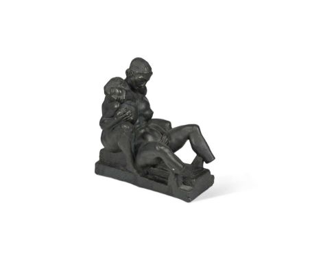 a black painted plaster erotic model22 x 20.5 x 8cm