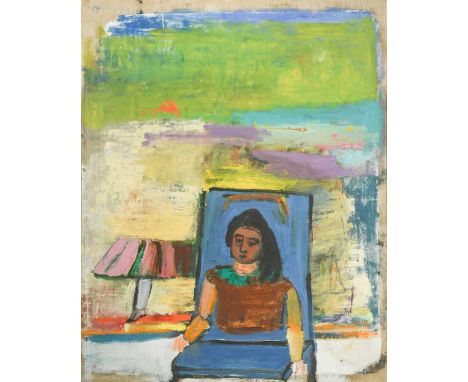 § Anna Mayerson (German 1906-1984) A Spot of Red, 1970; the reverse painted with a portraitoil on canvas127 x 101cmExhibited: