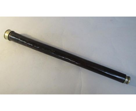 A late 19c/early 20c single draw leather cased telescope by and engraved W Heath, Devonport, 59cm extended. 