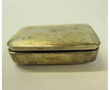 A late Georgian silver snuff box of plain rectangular form with a slightly domed hinged cover, makers mark for Joseph Willmor